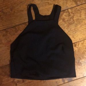 Open back black crop top